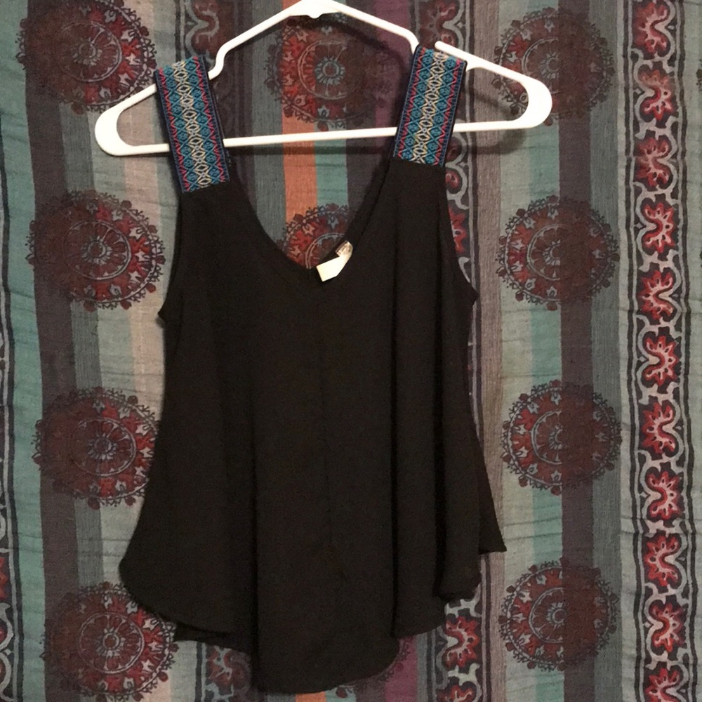 Black with patterned tank top